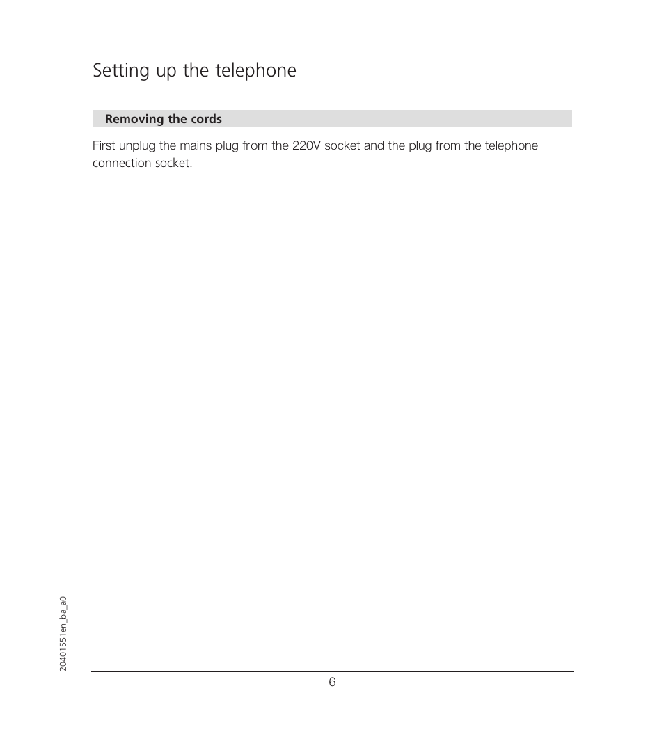 Setting up the telephone | VTech VT6221 User Manual | Page 7 / 27