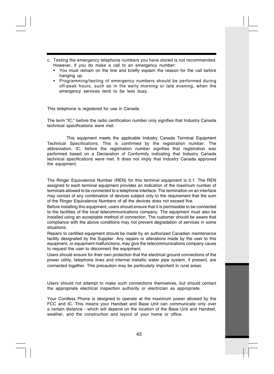 Fcc, acta and ic regulations, Additional information | VTech i 5866 User Manual | Page 43 / 47