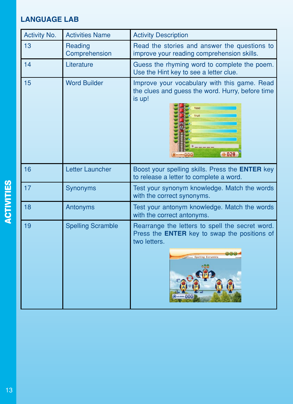 Activities | VTech Color Blast Notebook User Manual | Page 14 / 24