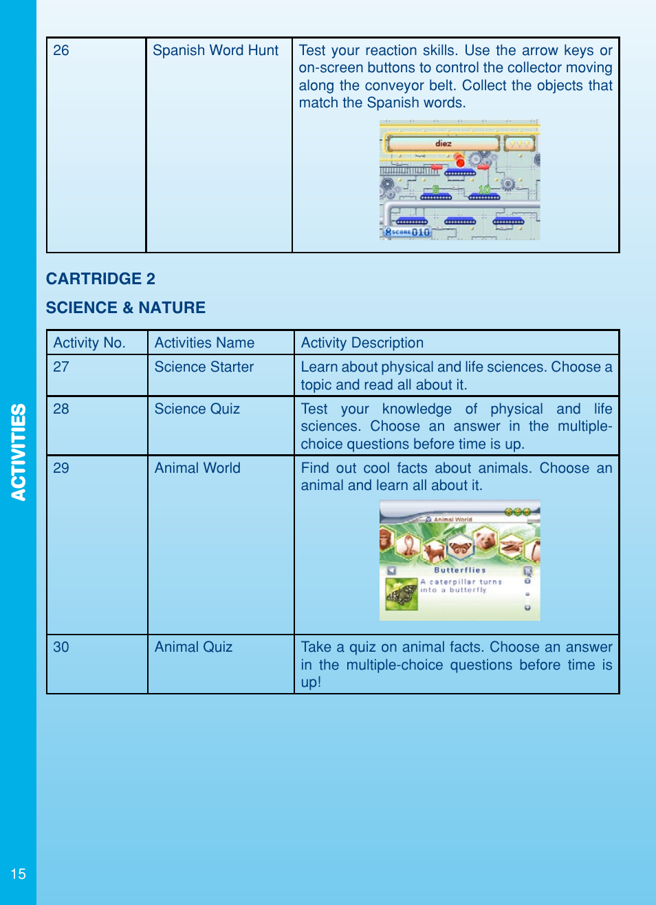 Activities | VTech Color Blast Notebook User Manual | Page 16 / 24