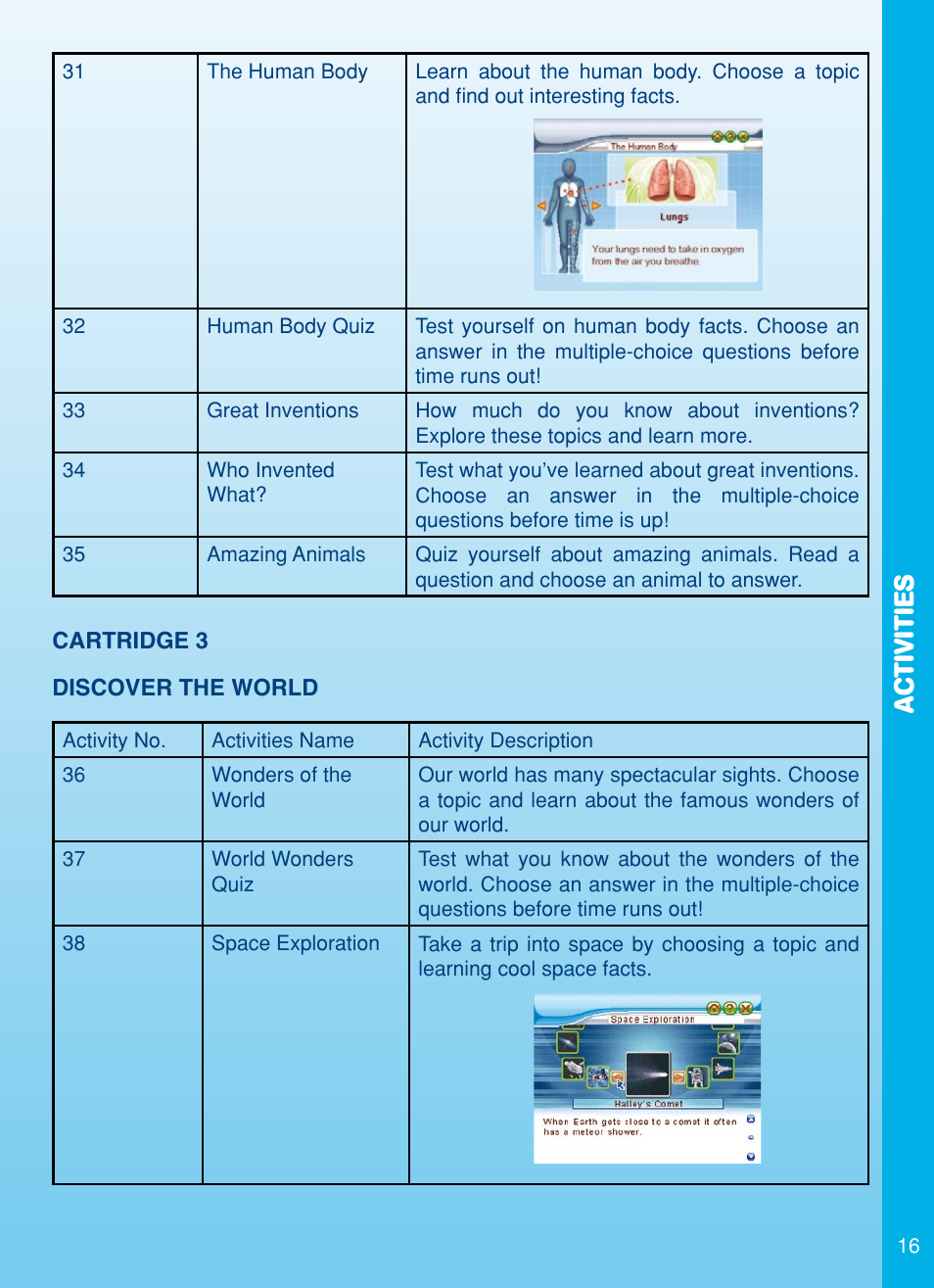 Activities | VTech Color Blast Notebook User Manual | Page 17 / 24