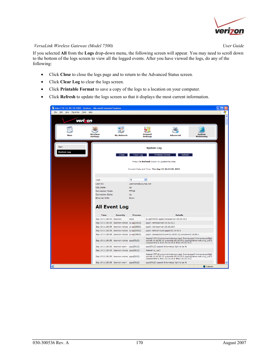 Verizon 7500 User Manual | Page 170 / 186
