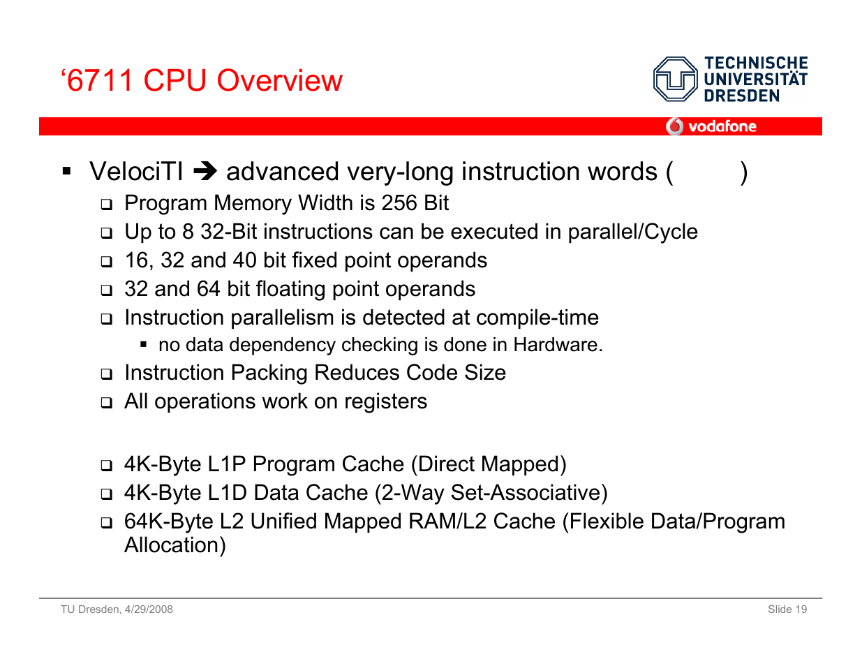 6711 cpu overview | Vodafone SS 08 User Manual | Page 19 / 53