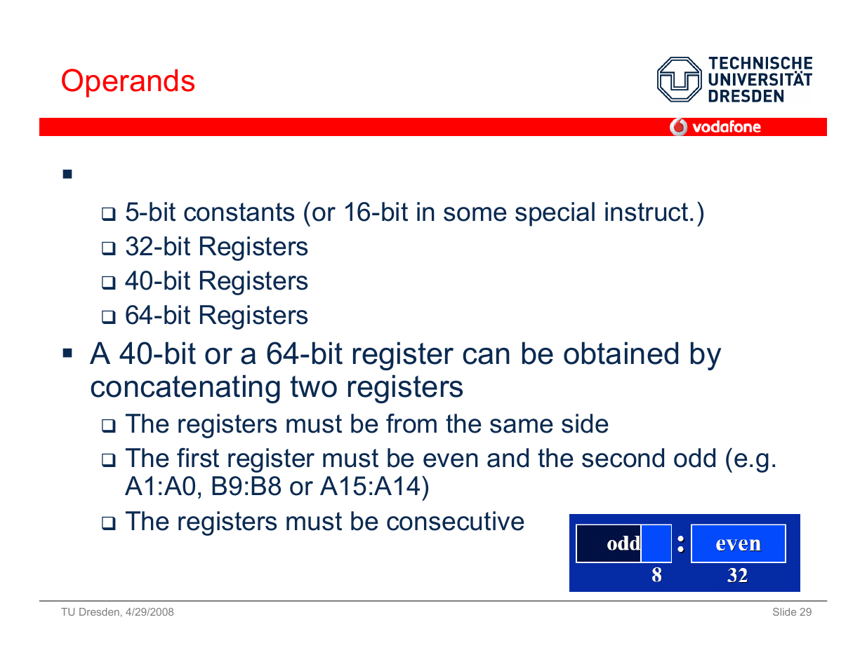 Operands  operands can be | Vodafone SS 08 User Manual | Page 29 / 53