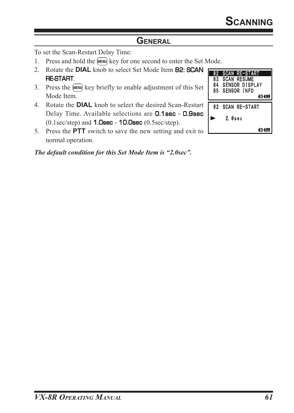 Canning, Vx-8r o | Vertex Standard VX-8R User Manual | Page 63 / 172