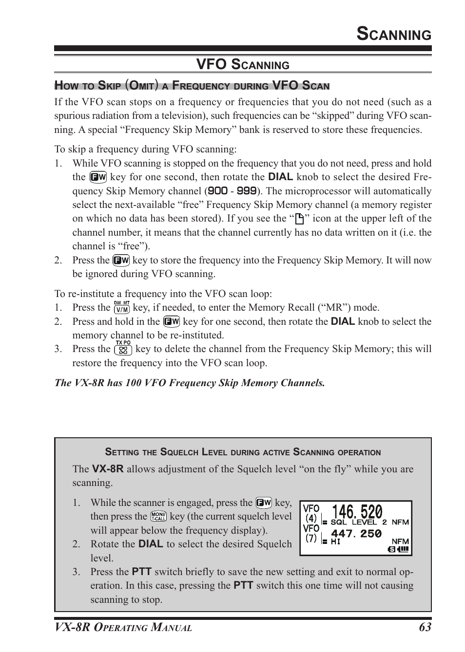 Canning, Vx-8r o, Vfo s | Vertex Standard VX-8R User Manual | Page 65 / 172