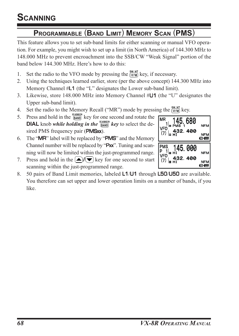 Pms ), Canning, Vx-8r o | Vertex Standard VX-8R User Manual | Page 70 / 172
