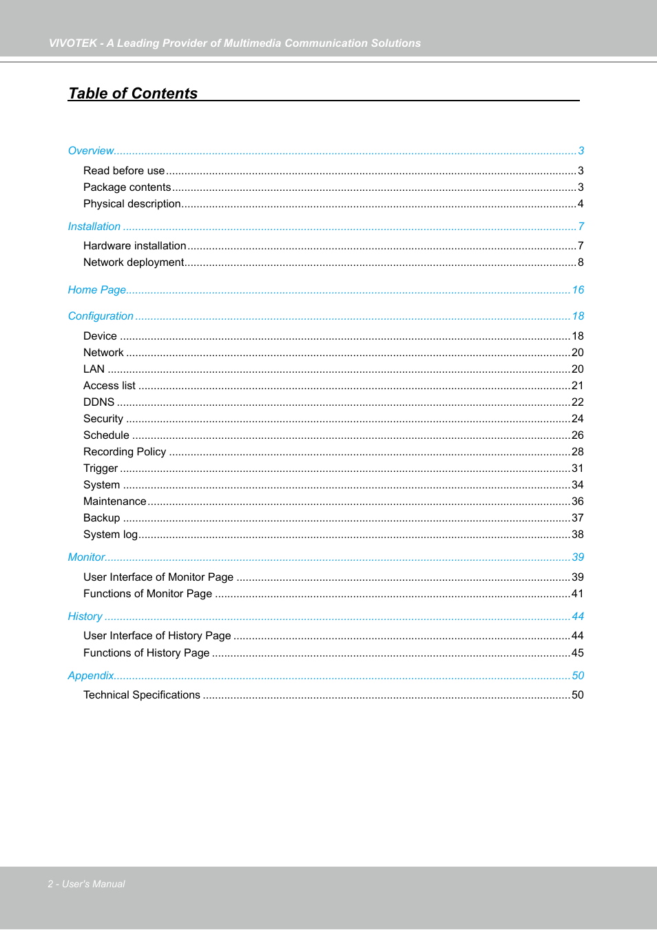 Vivotek NR7401 User Manual | Page 2 / 51