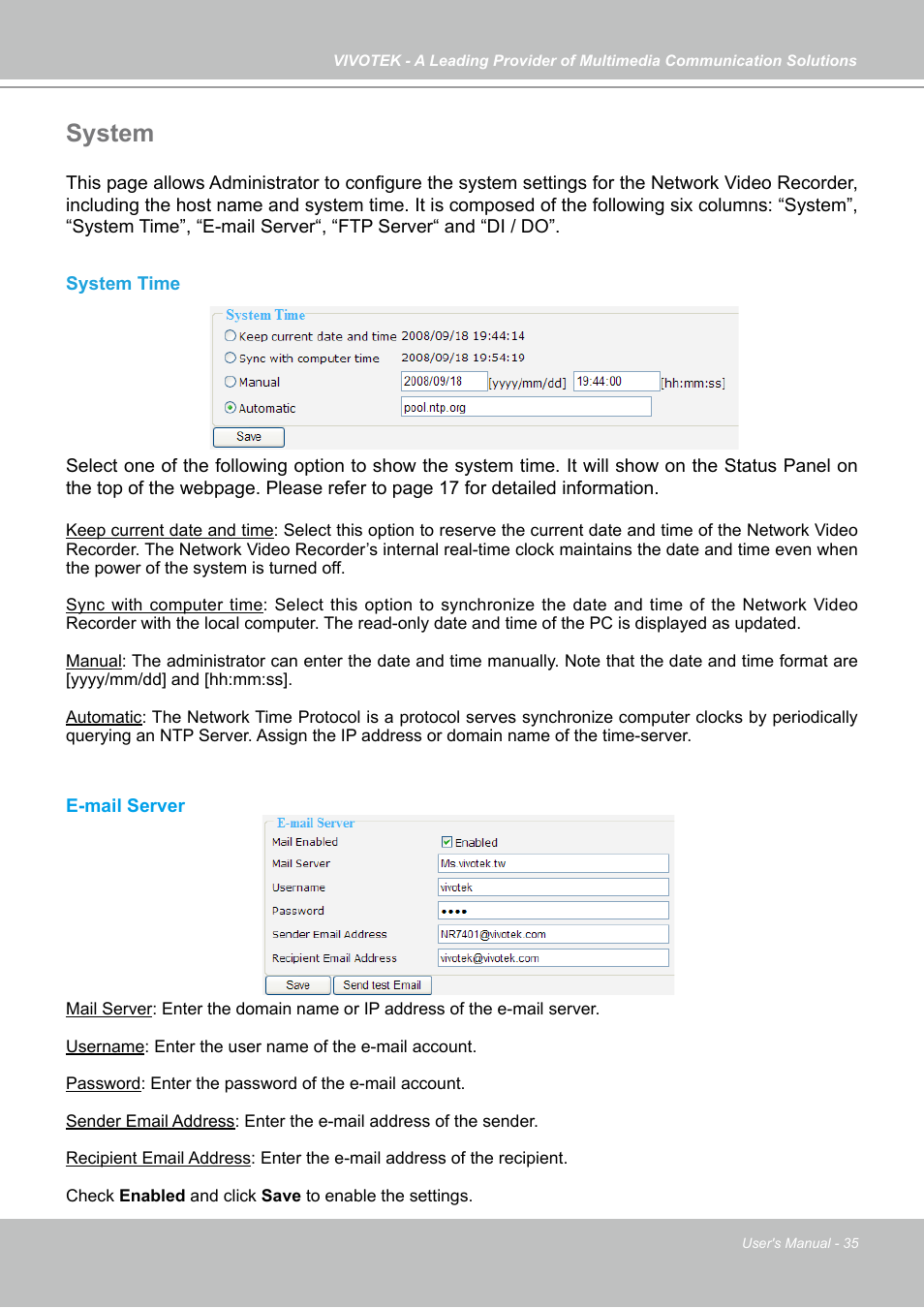 System | Vivotek NR7401 User Manual | Page 35 / 51