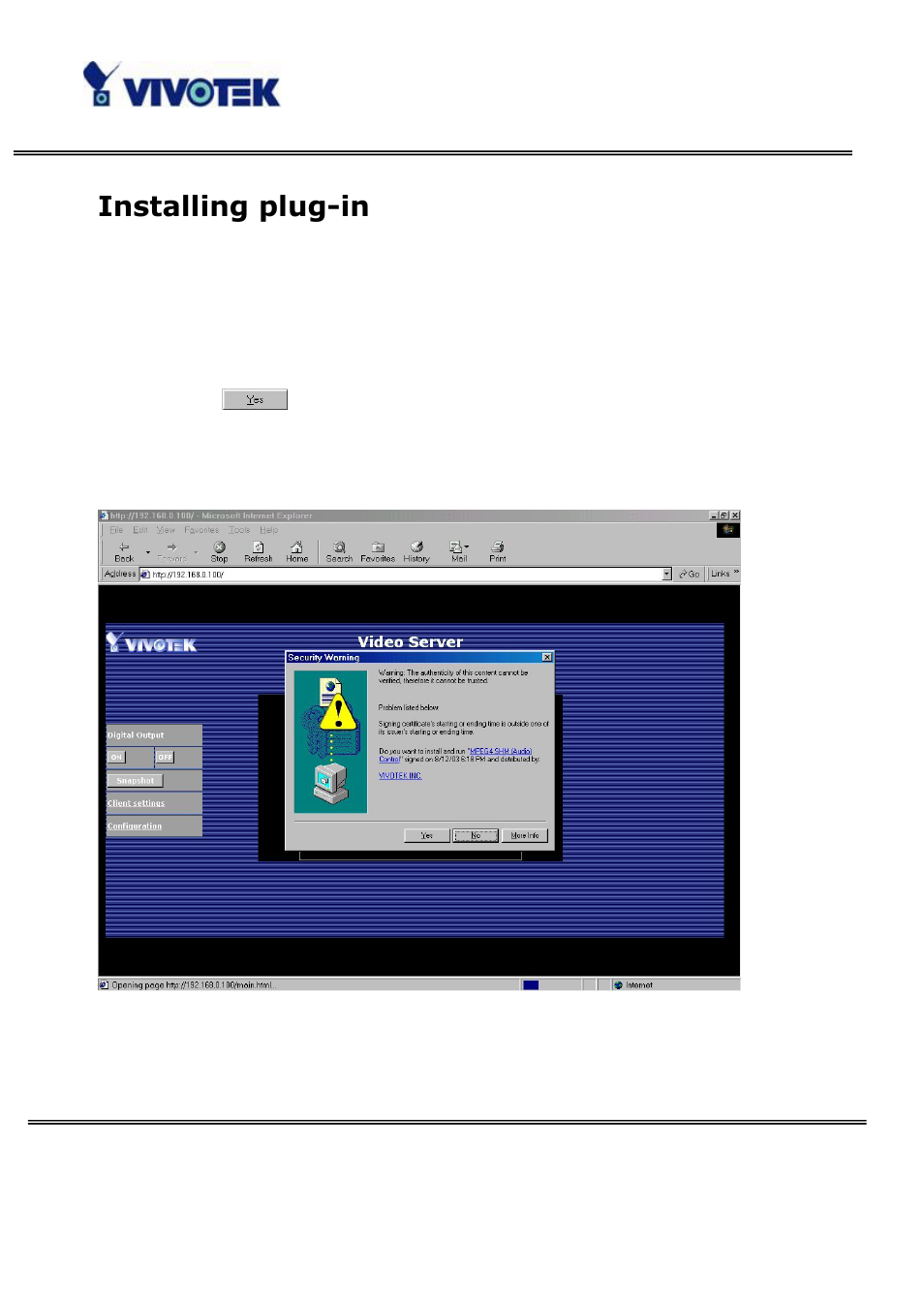 Installing plug-in | Vivotek VS3100P User Manual | Page 15 / 69