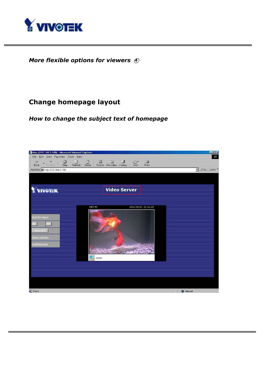 Change homepage layout | Vivotek VS3100P User Manual | Page 23 / 69