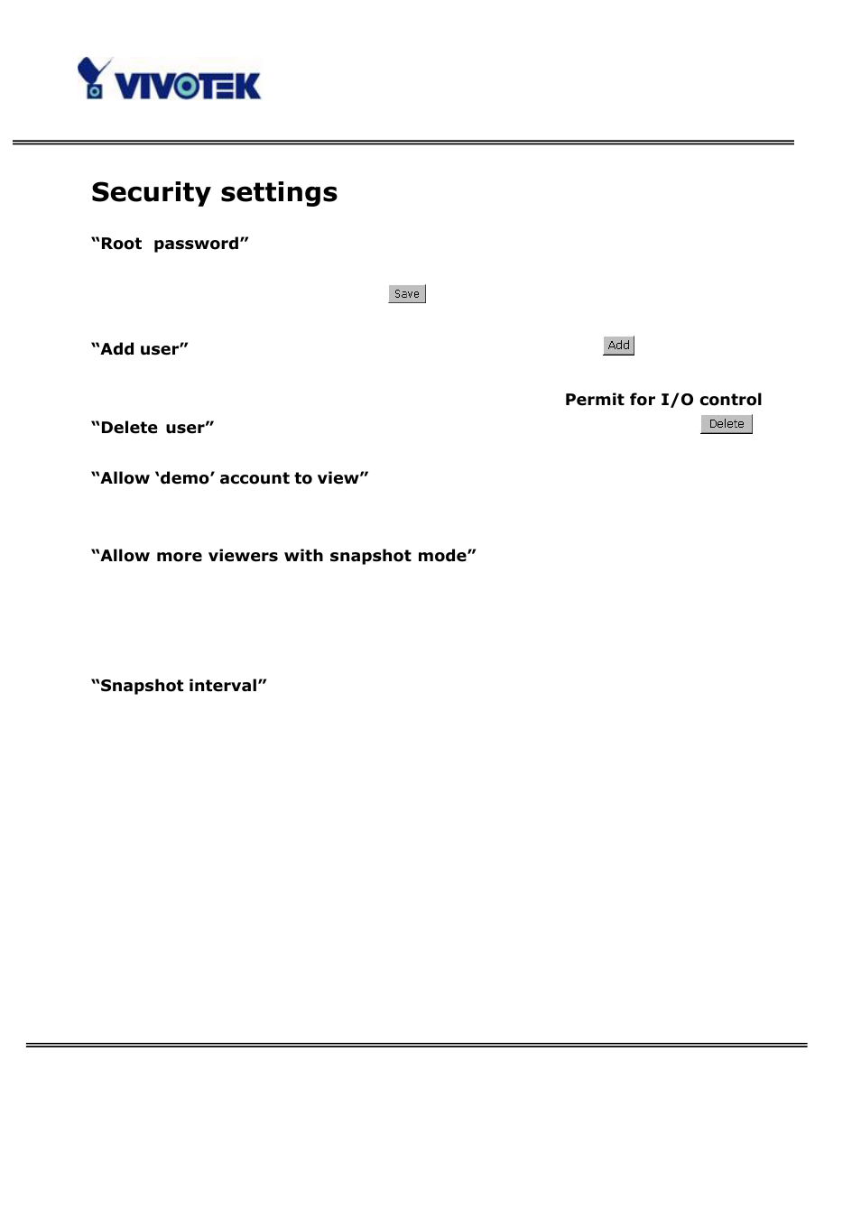 Security settings | Vivotek VS3100P User Manual | Page 40 / 69