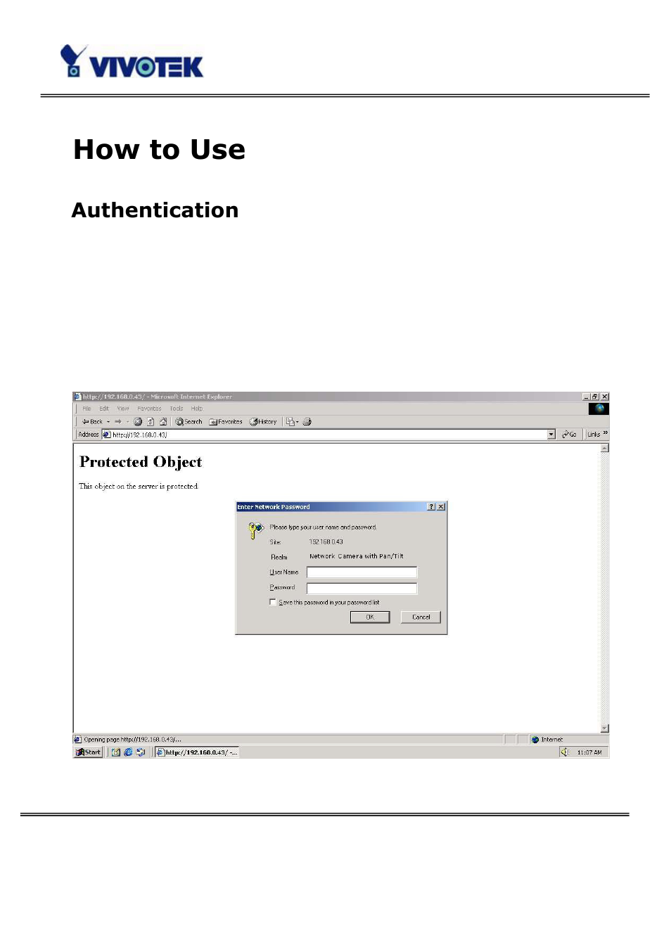 How to use, Authentication | Vivotek PT3114 User Manual | Page 15 / 70