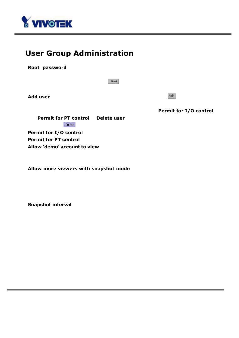 User group administration | Vivotek PT3114 User Manual | Page 35 / 70