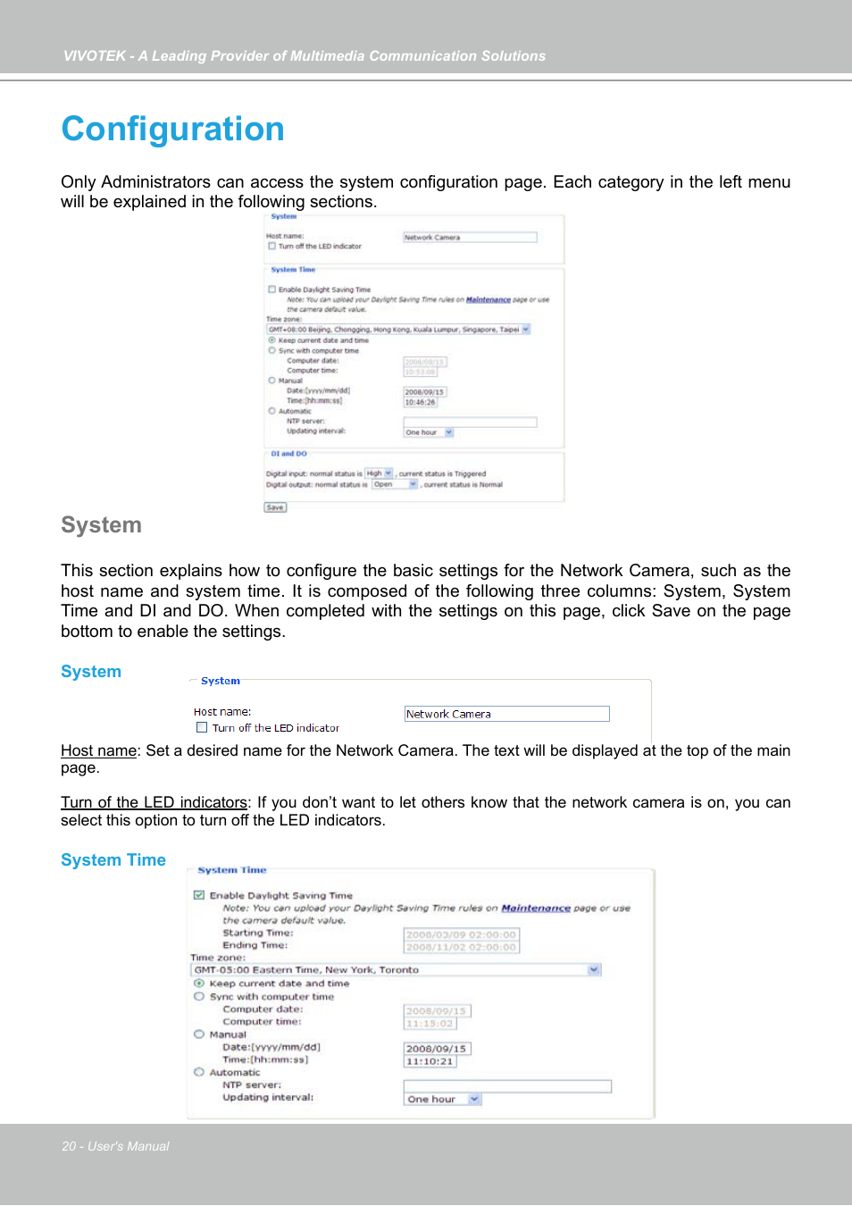 Configuration, System | Vivotek IP7133 (WIRED) User Manual | Page 20 / 90