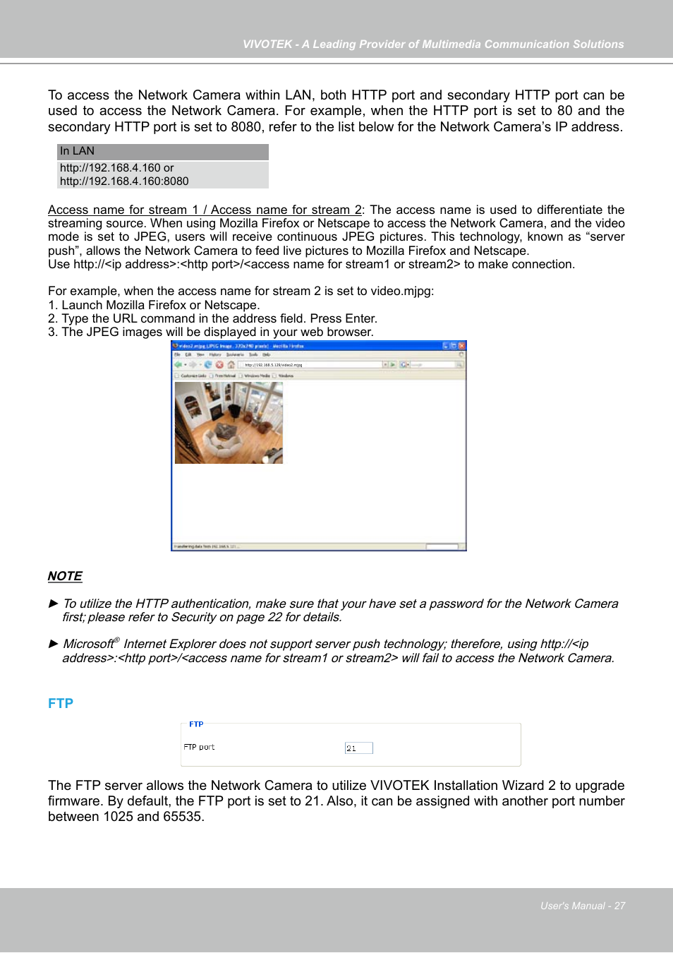 Vivotek IP7133 (WIRED) User Manual | Page 27 / 90