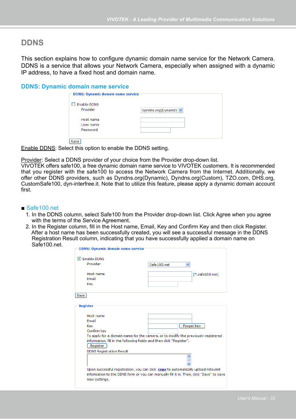 Ddns | Vivotek IP7133 (WIRED) User Manual | Page 33 / 90
