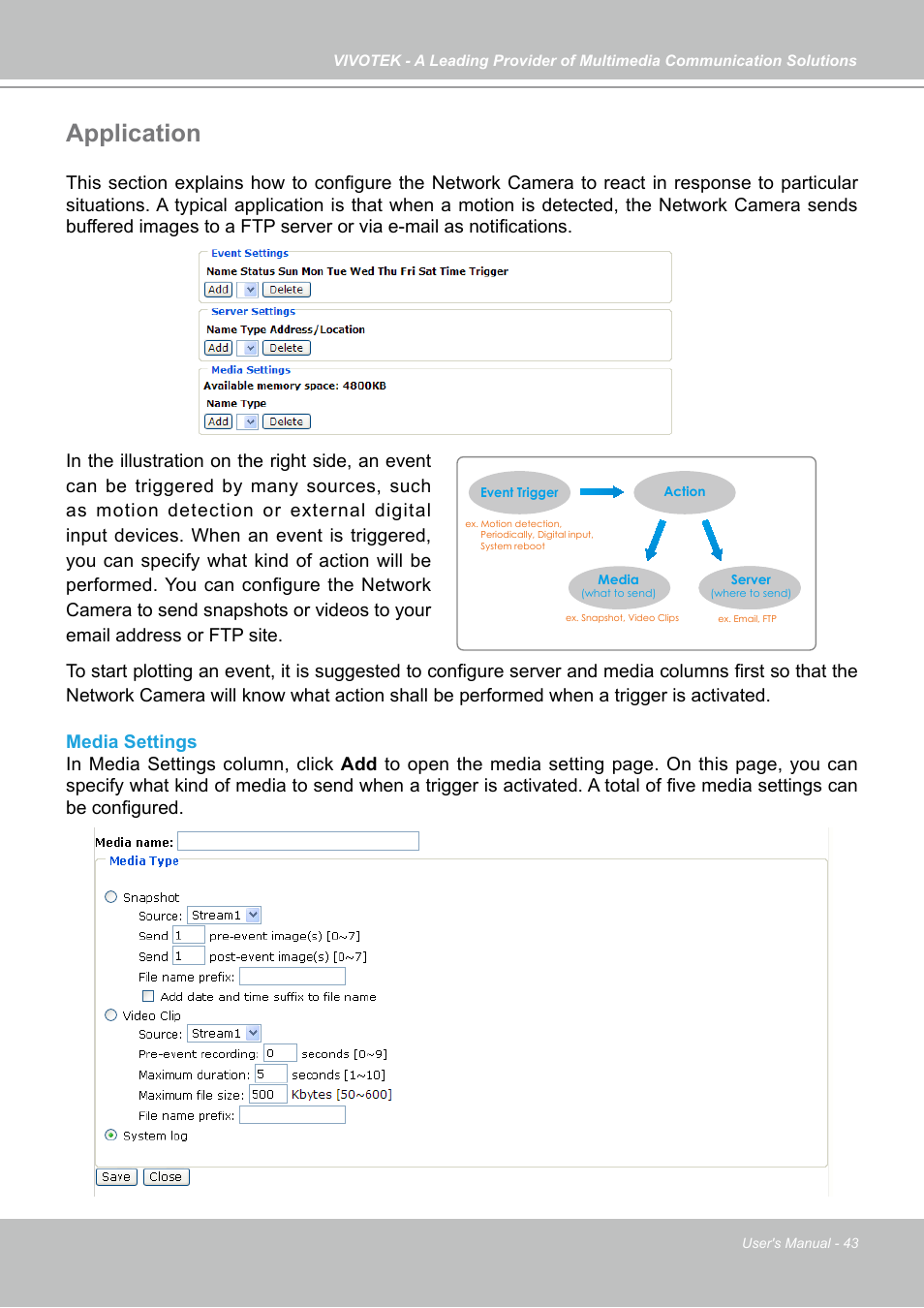 Application | Vivotek IP7133 (WIRED) User Manual | Page 43 / 90