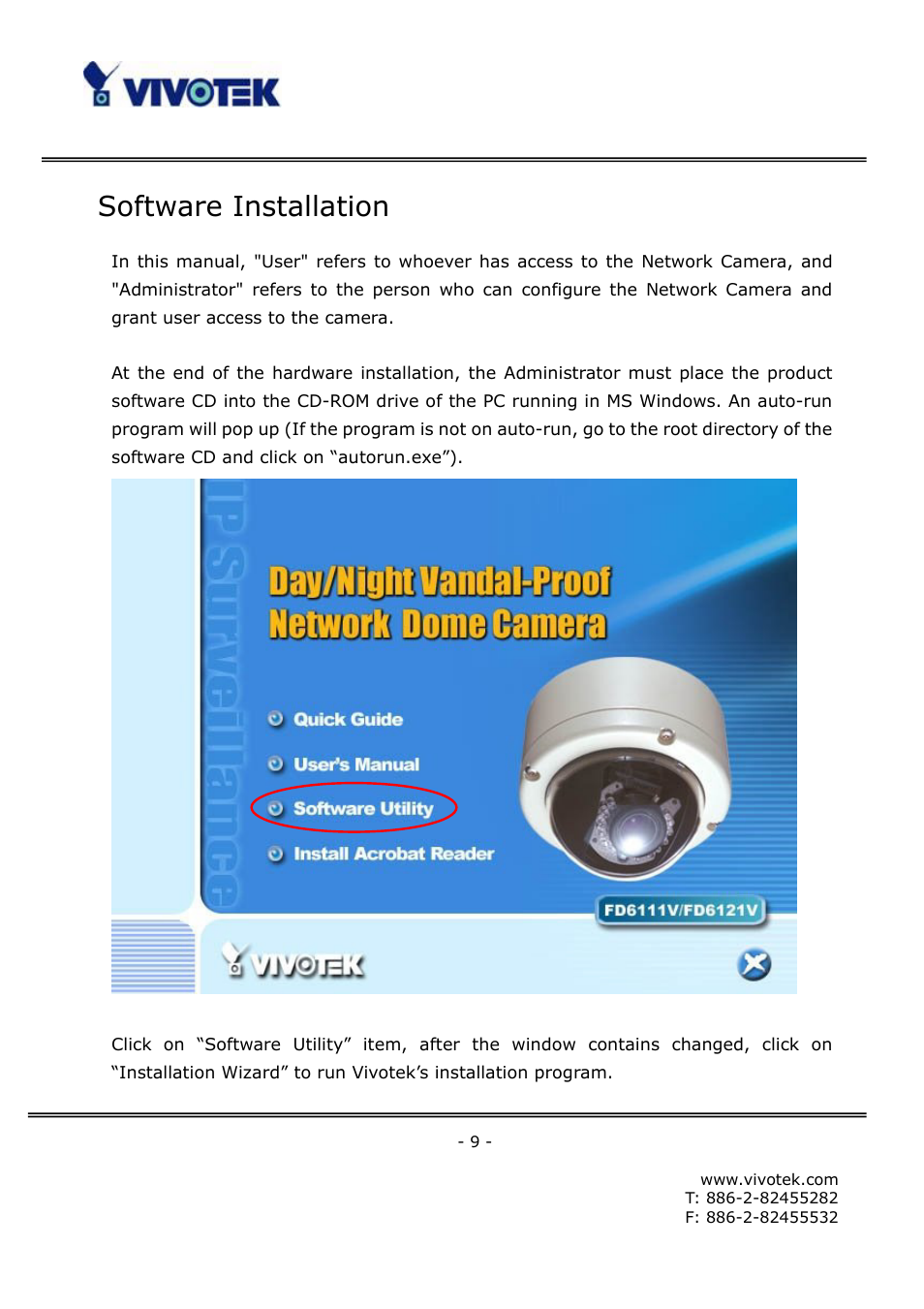 Software installation | Vivotek FD6111V User Manual | Page 13 / 93