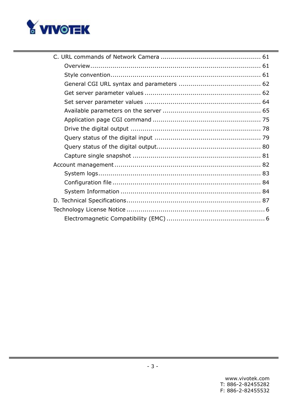 Vivotek FD6111V User Manual | Page 7 / 93