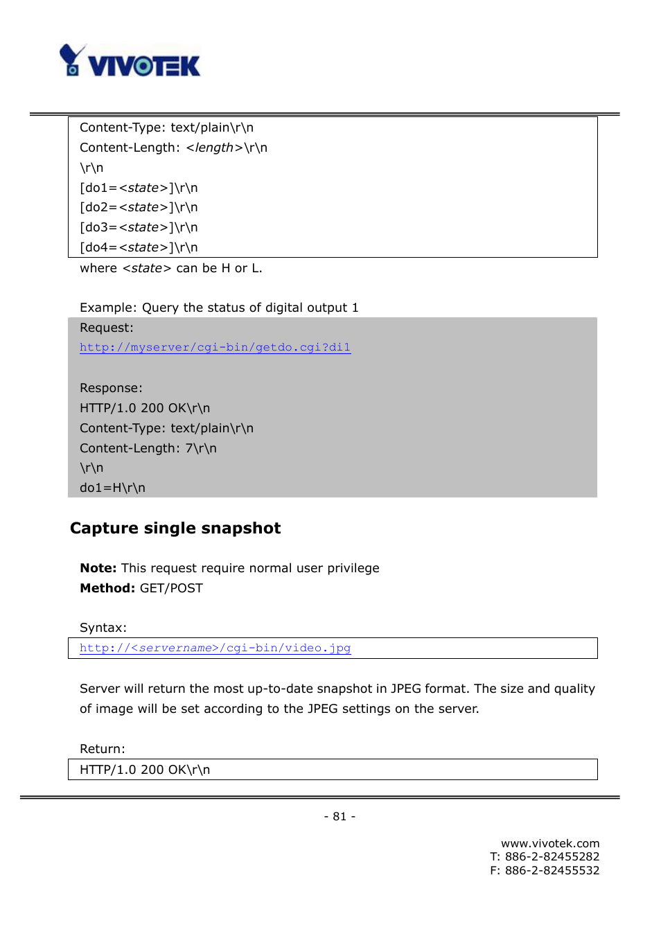 Capture single snapshot | Vivotek FD6111V User Manual | Page 85 / 93