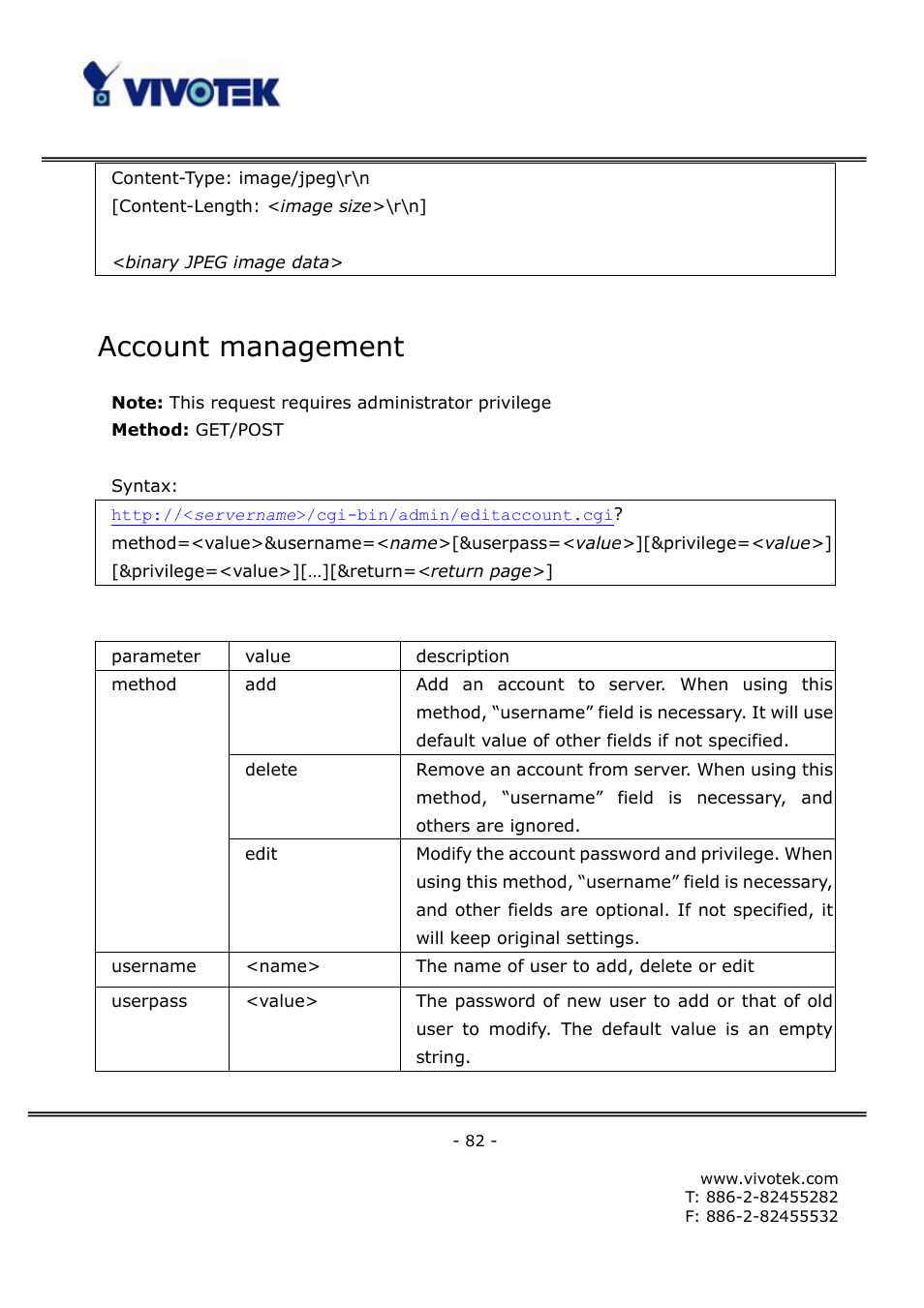 Account management | Vivotek FD6111V User Manual | Page 86 / 93