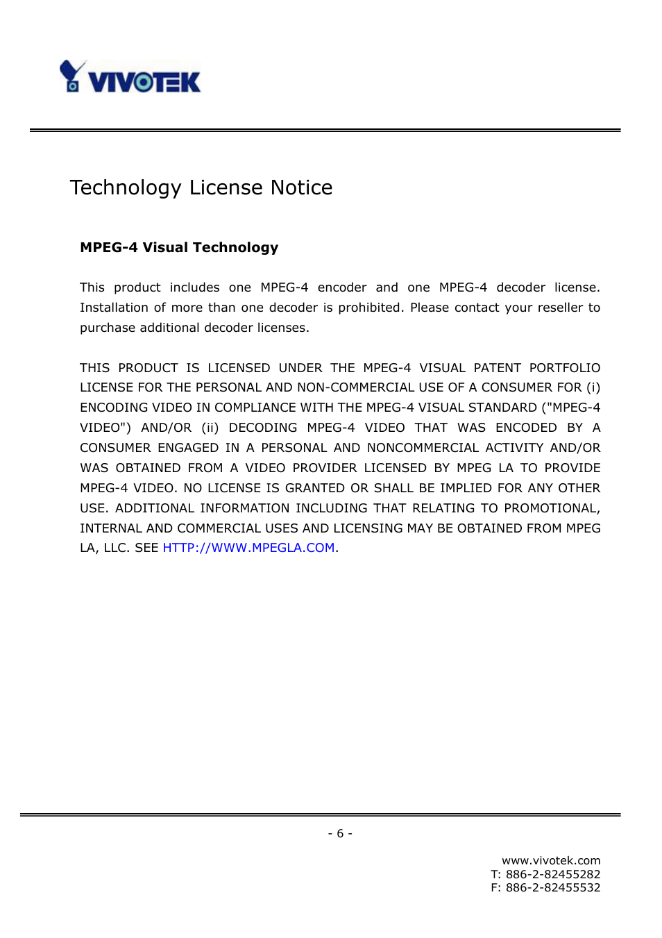 Technology license notice | Vivotek FD6111V User Manual | Page 92 / 93