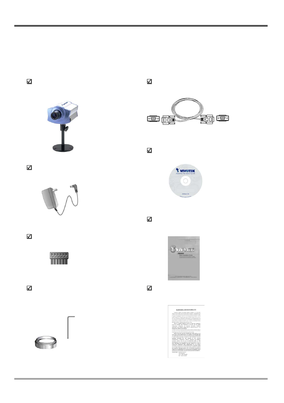 Package contents | Vivotek IP2121 User Manual | Page 6 / 91