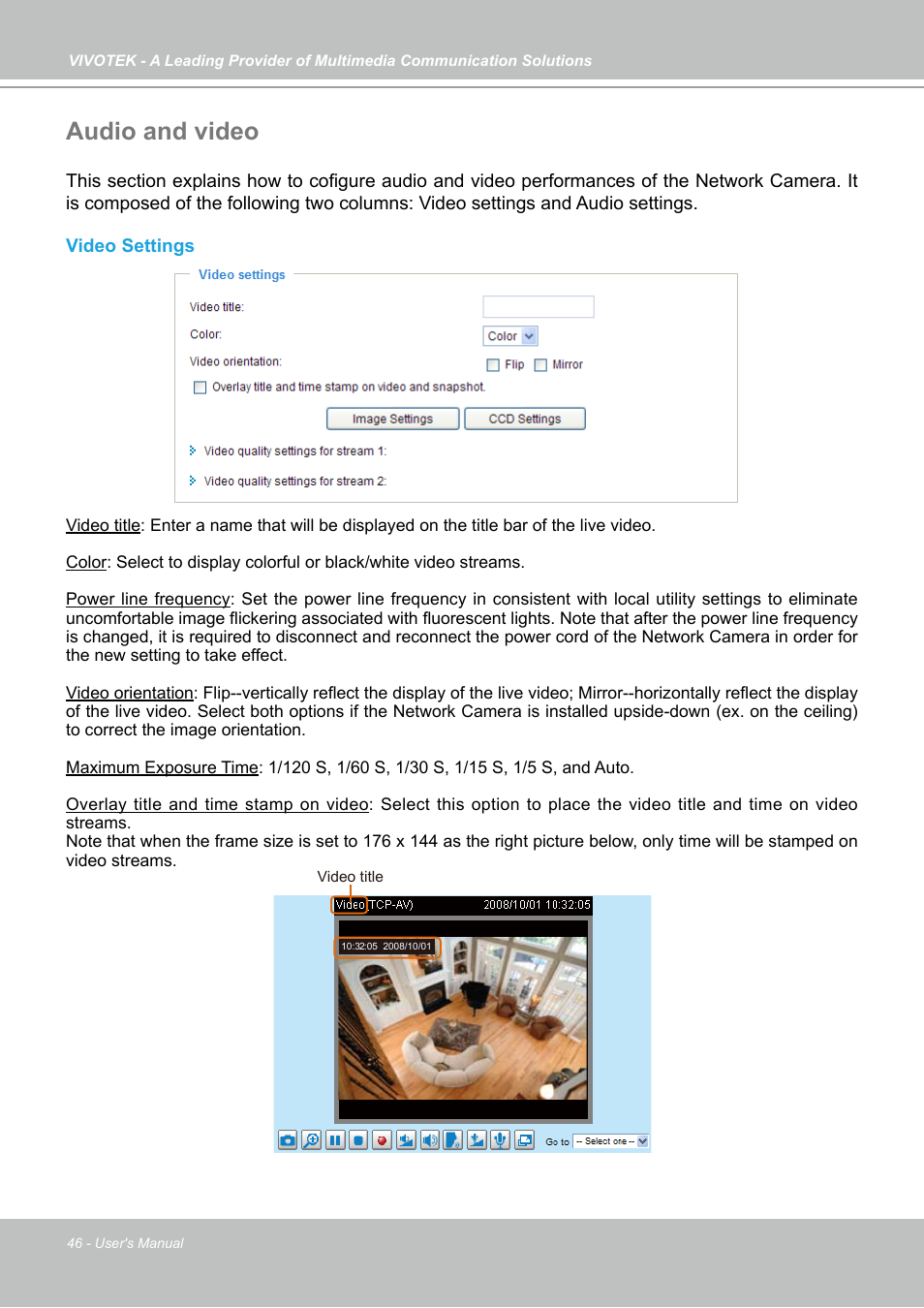 Audio and video | Vivotek PZ7121 User Manual | Page 46 / 118