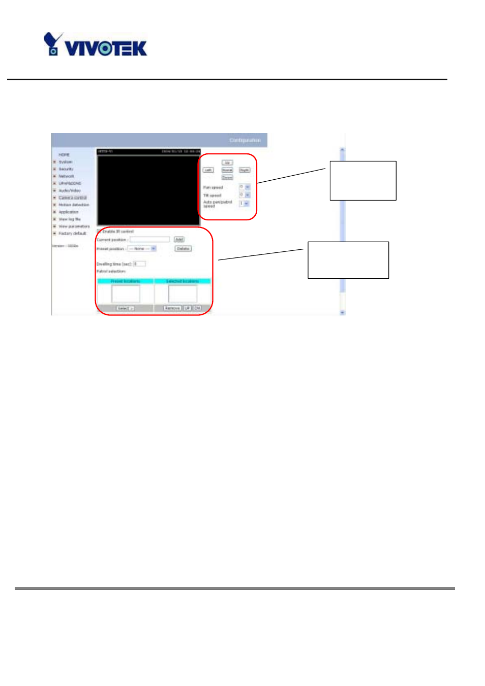 Camera control | Vivotek PT3112/3122 User Manual | Page 40 / 61