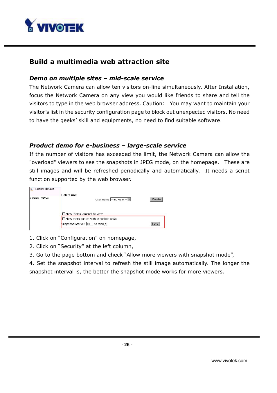 Build a multimedia web attraction site | Vivotek IP3112/IP3122 User Manual | Page 27 / 65