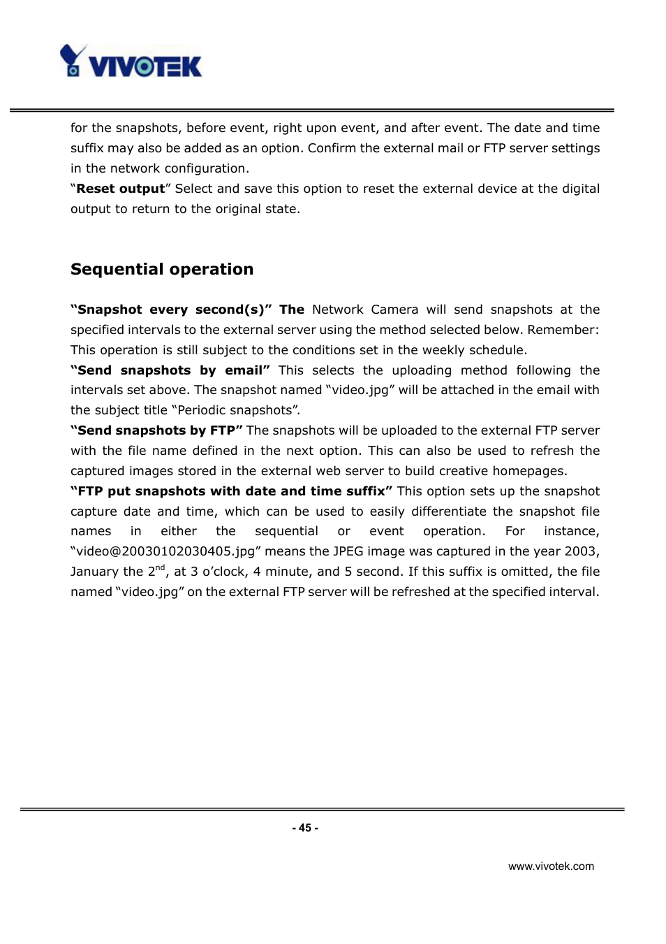 Sequential operation | Vivotek IP3112/IP3122 User Manual | Page 46 / 65