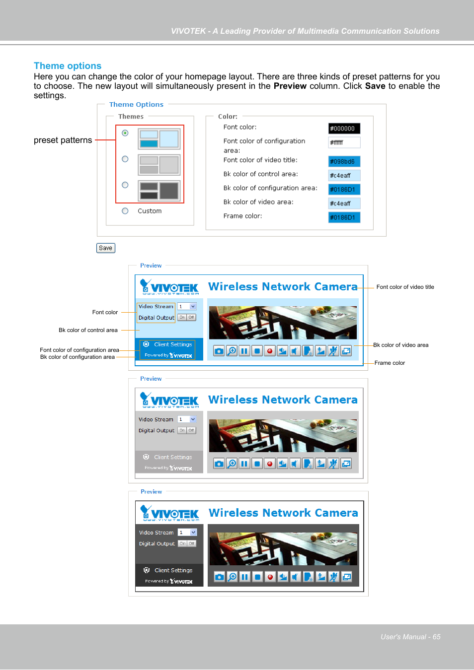 Theme options | Vivotek FD7141(V) User Manual | Page 65 / 132