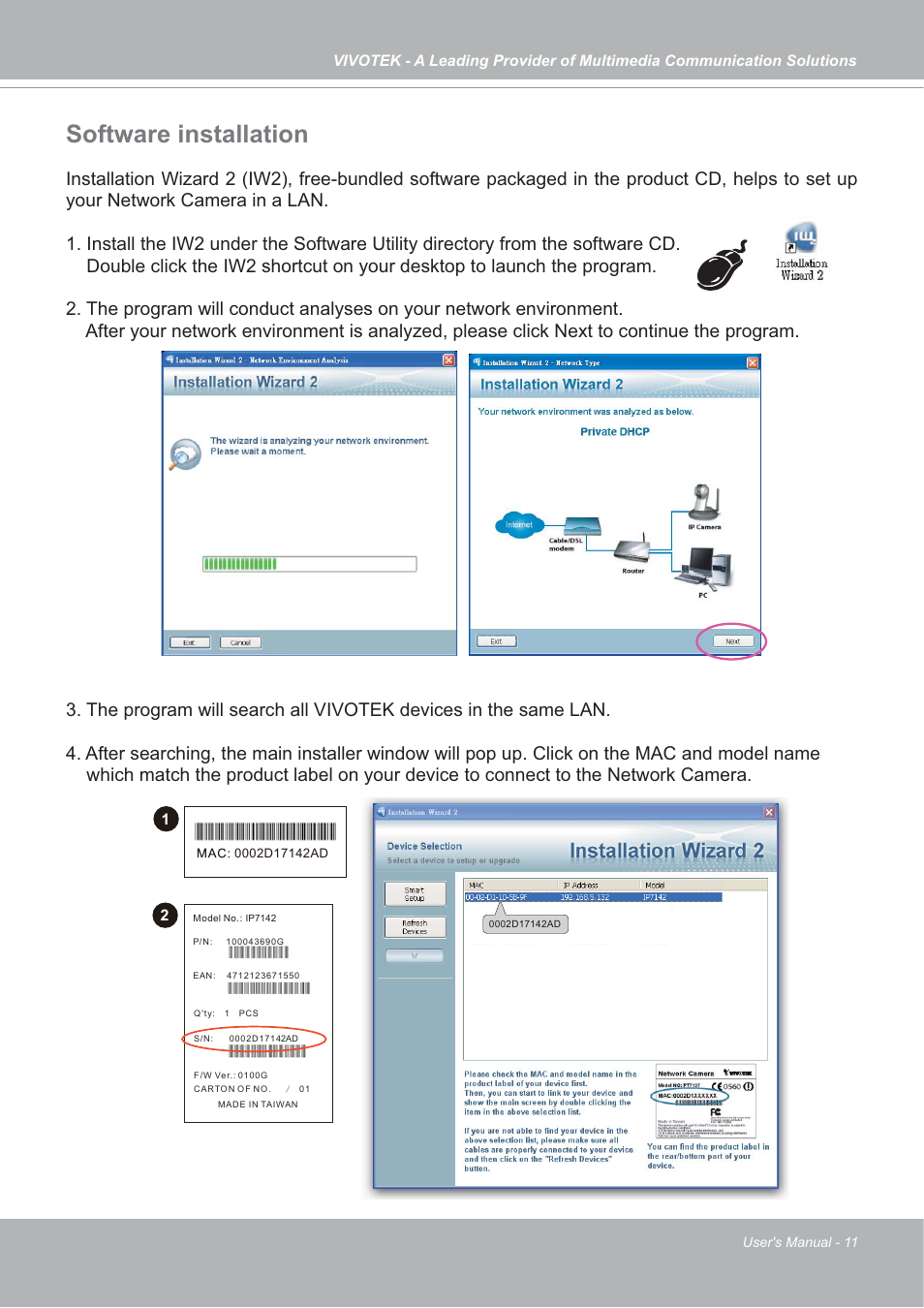 Software installation | Vivotek IP7142 User Manual | Page 11 / 95