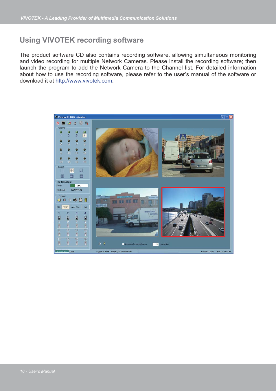 Using vivotek recording software | Vivotek IP7142 User Manual | Page 16 / 95