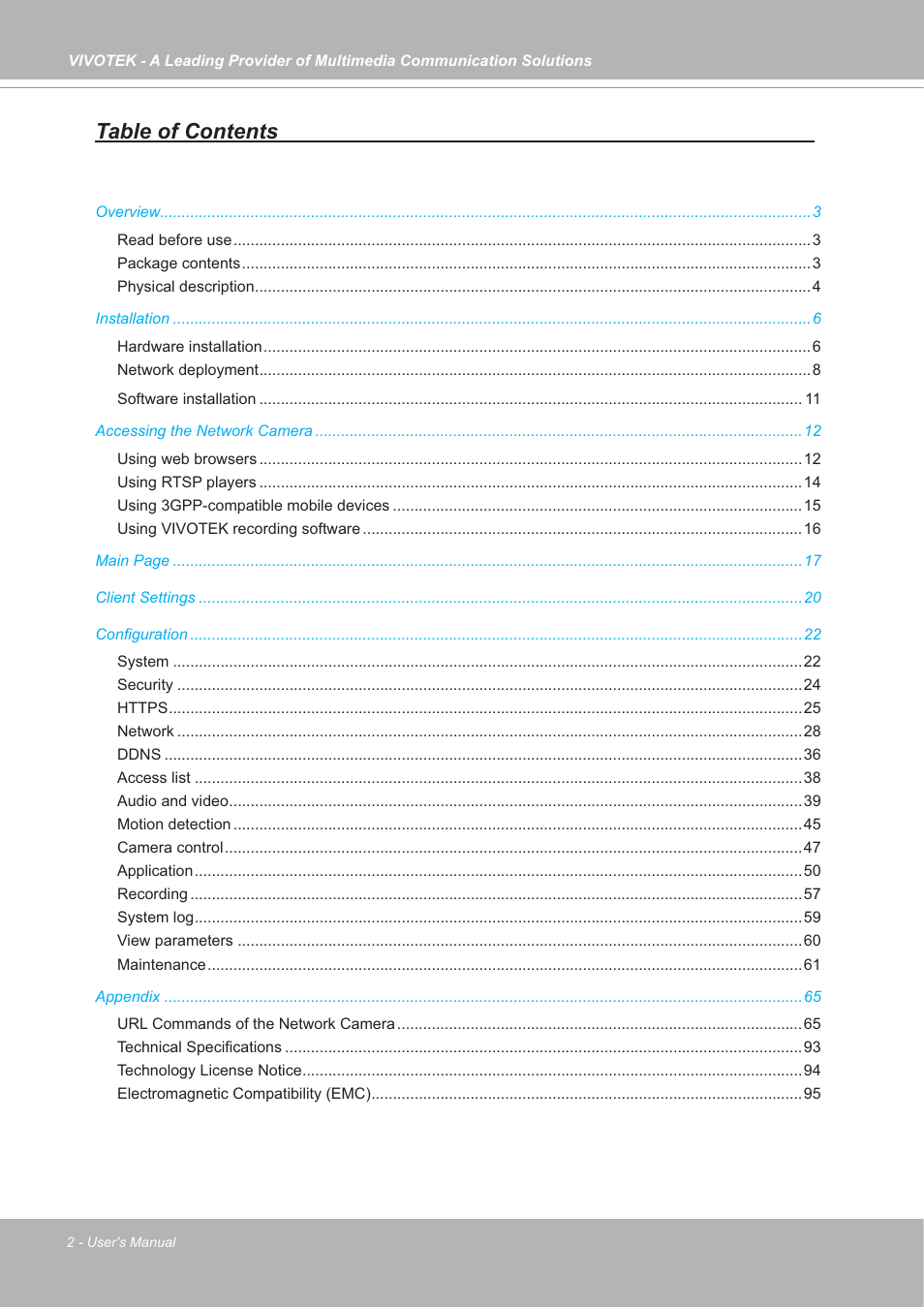 Vivotek IP7142 User Manual | Page 2 / 95