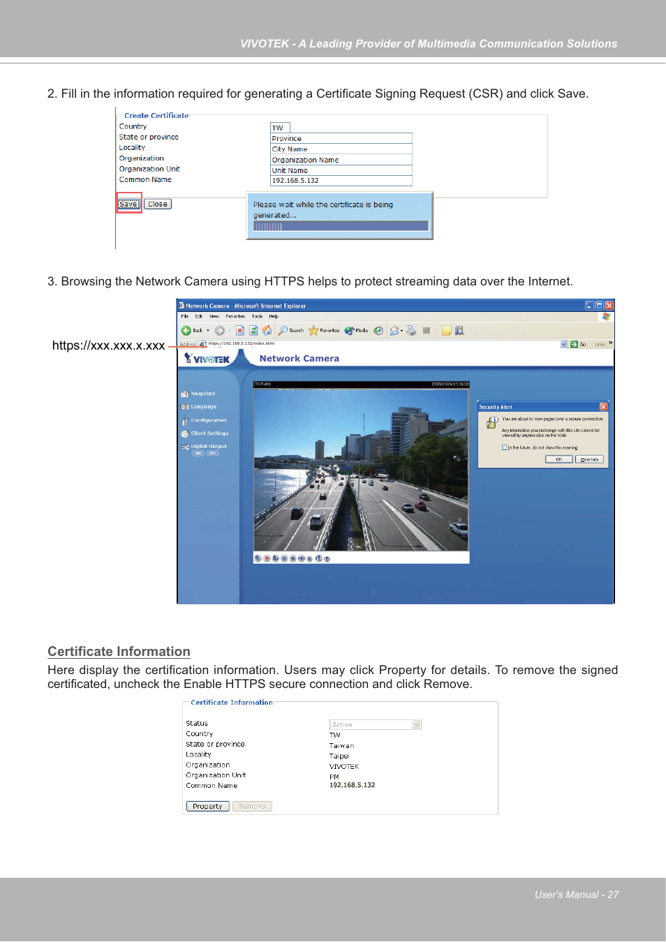 Certificate information | Vivotek IP7142 User Manual | Page 27 / 95