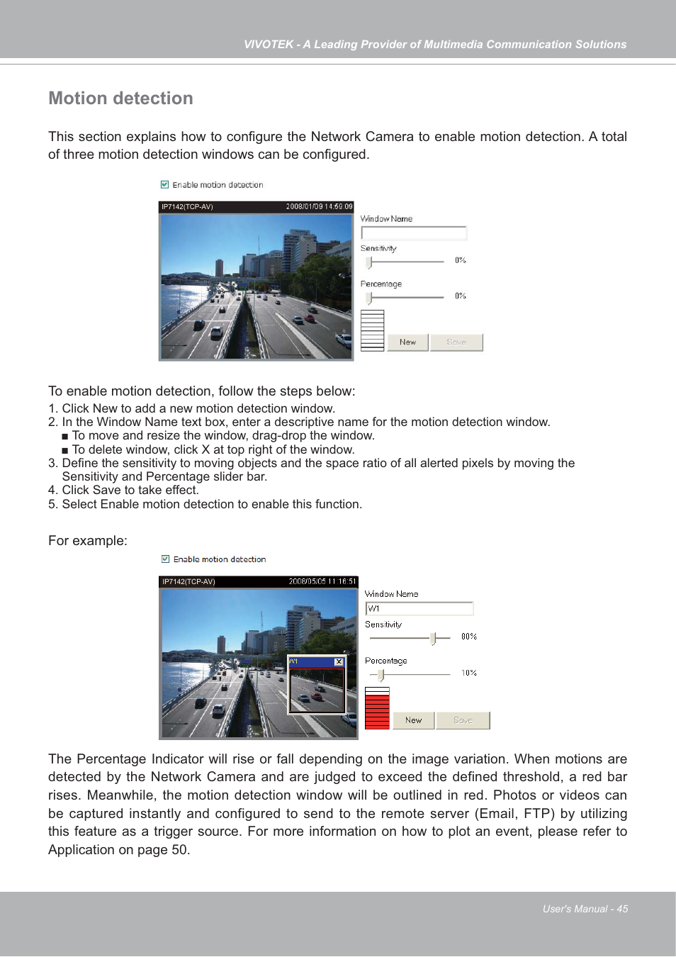 Motion detection | Vivotek IP7142 User Manual | Page 45 / 95