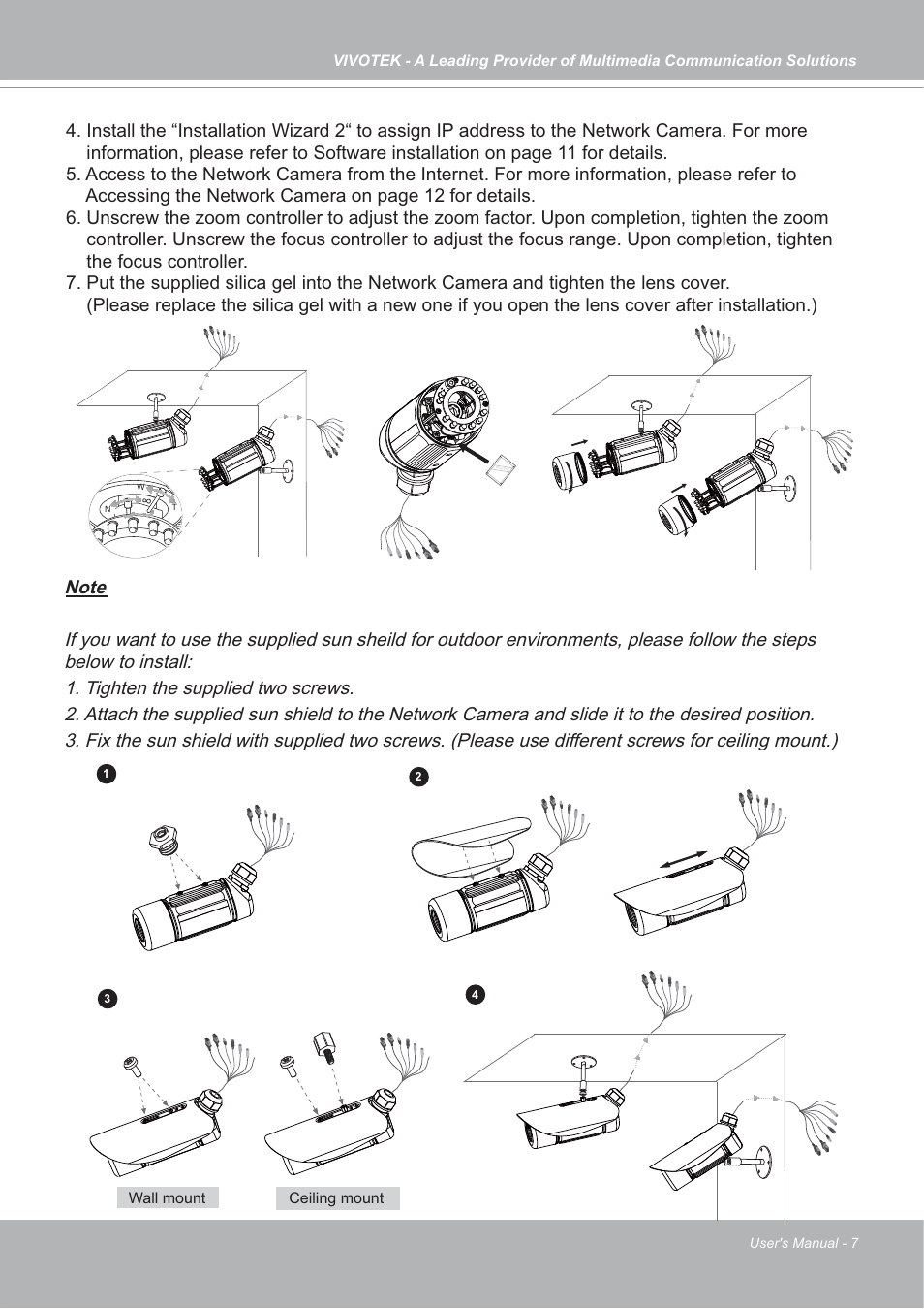 Ceiling mount wall mount | Vivotek IP7142 User Manual | Page 7 / 95