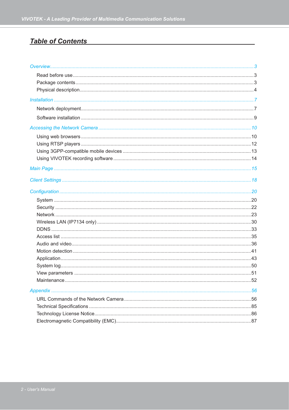 Vivotek IP7133/IP7134 User Manual | Page 2 / 87