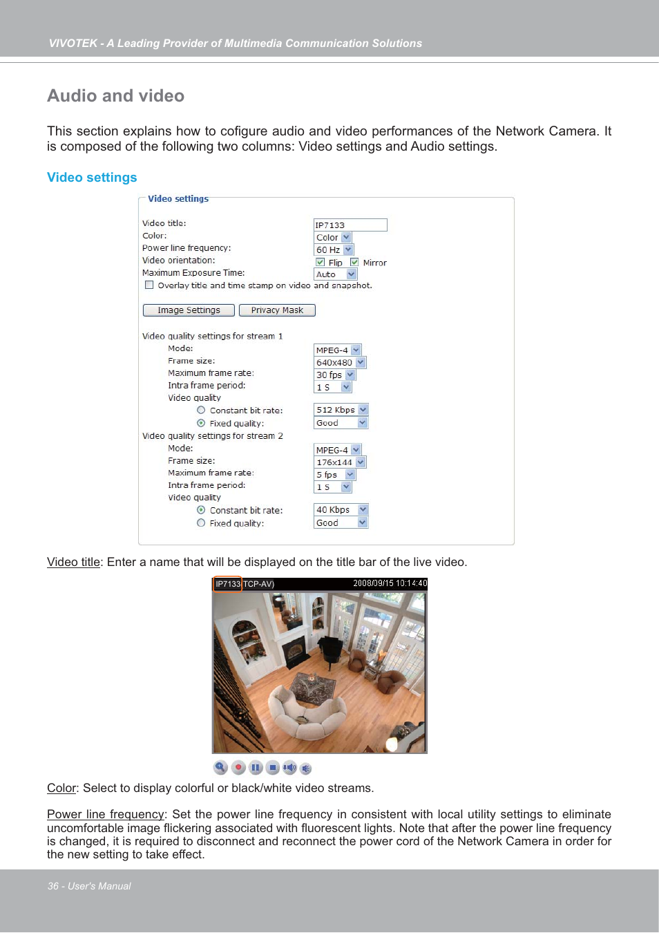 Audio and video | Vivotek IP7133/IP7134 User Manual | Page 36 / 87