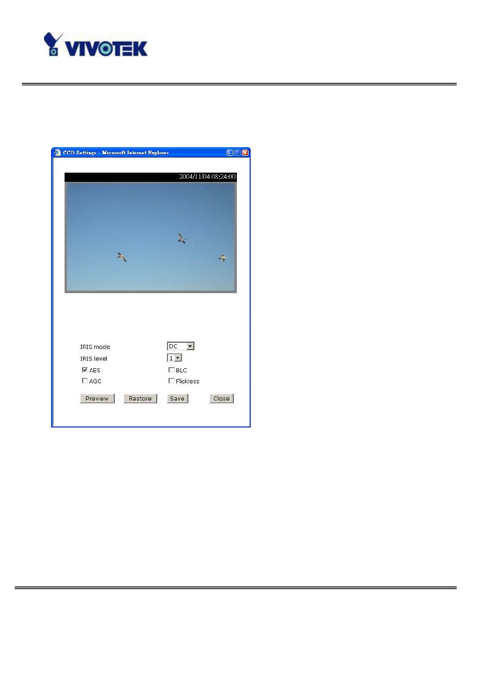 Ccd settings | Vivotek v User Manual | Page 49 / 91