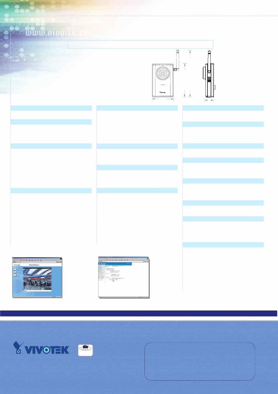 Network camera, Technical specifications, Echnical | Pecifications, Ip3137, Vivotek inc | Vivotek IP3137 User Manual | Page 2 / 2