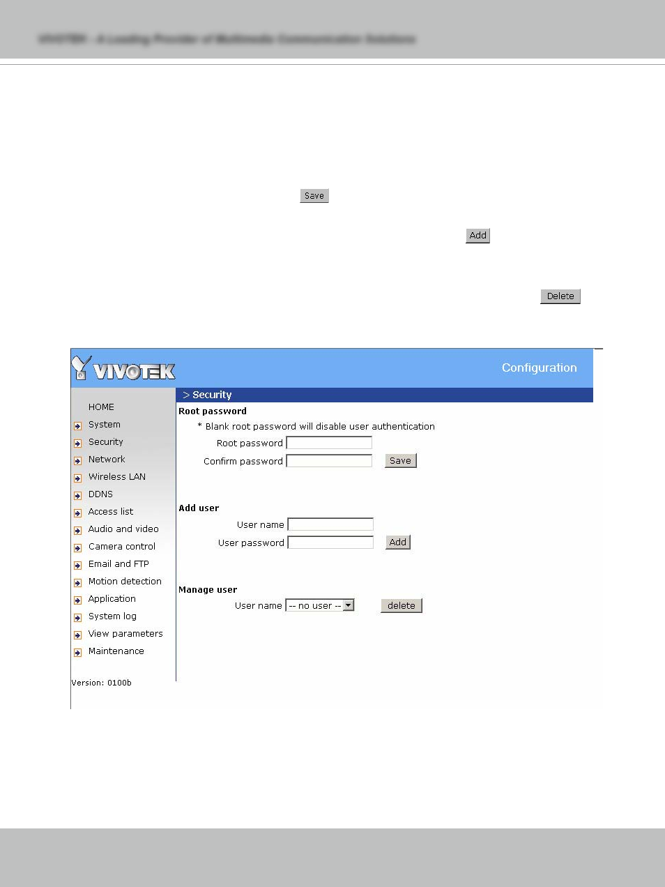 Security settings | Vivotek PT71373GPP/ISMA User Manual | Page 32 / 84