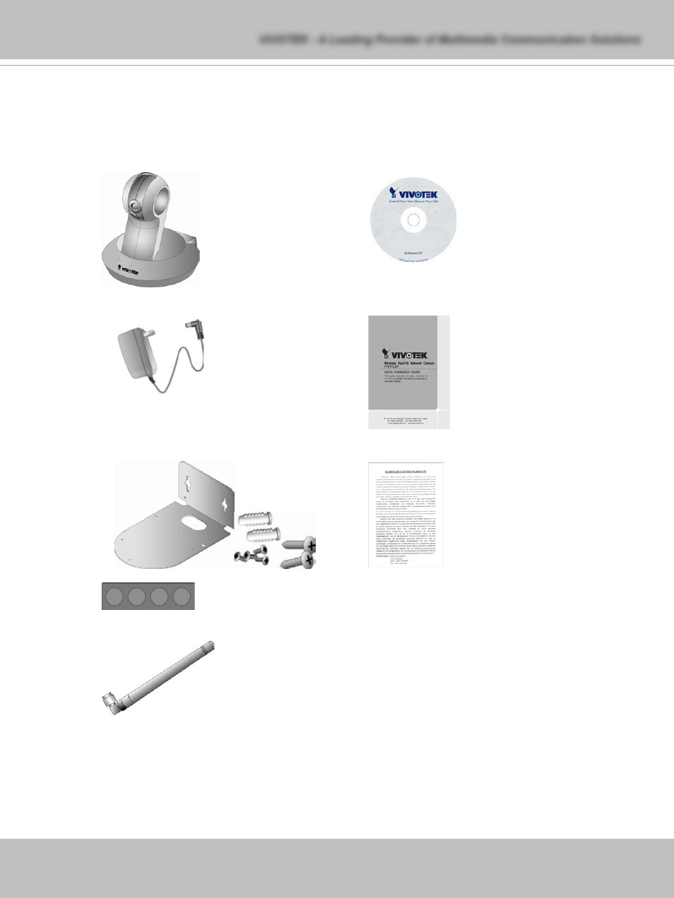 Package contents | Vivotek PT71373GPP/ISMA User Manual | Page 7 / 84