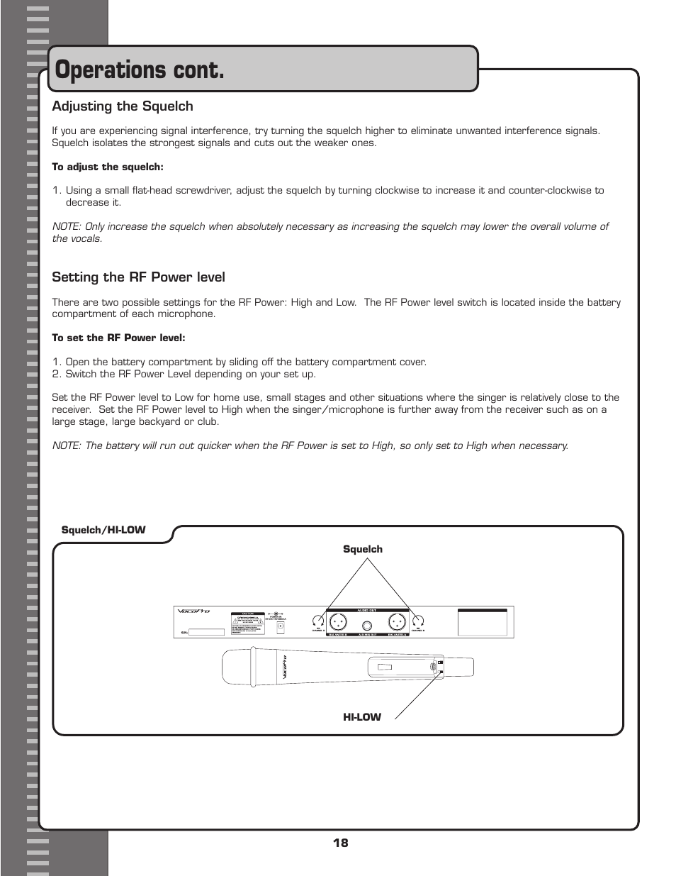 Operations cont | VocoPro UHF-6800 User Manual | Page 19 / 21