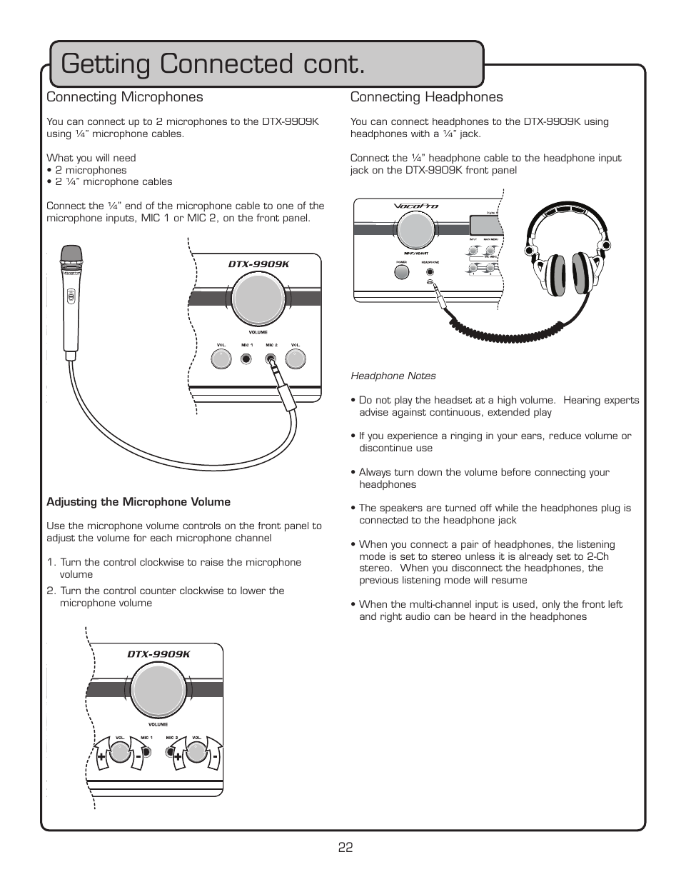 Getting connected cont | VocoPro DTX-9909K User Manual | Page 22 / 52
