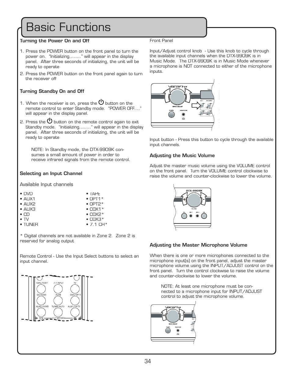 Basic functions | VocoPro DTX-9909K User Manual | Page 34 / 52