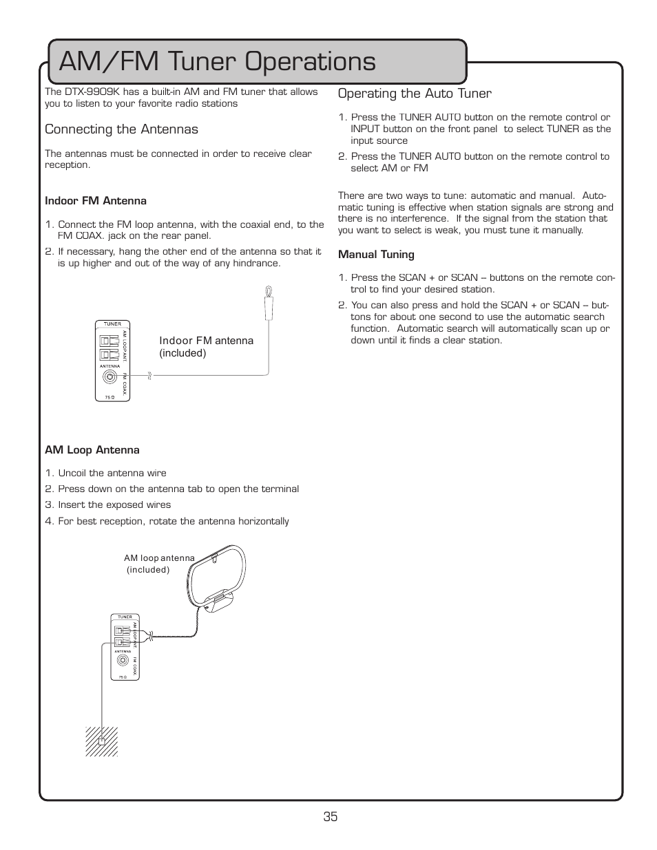 Am/fm tuner operations | VocoPro DTX-9909K User Manual | Page 35 / 52