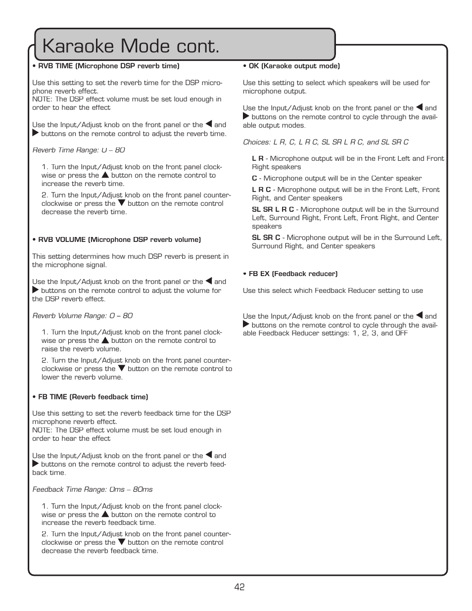 Karaoke mode cont | VocoPro DTX-9909K User Manual | Page 42 / 52